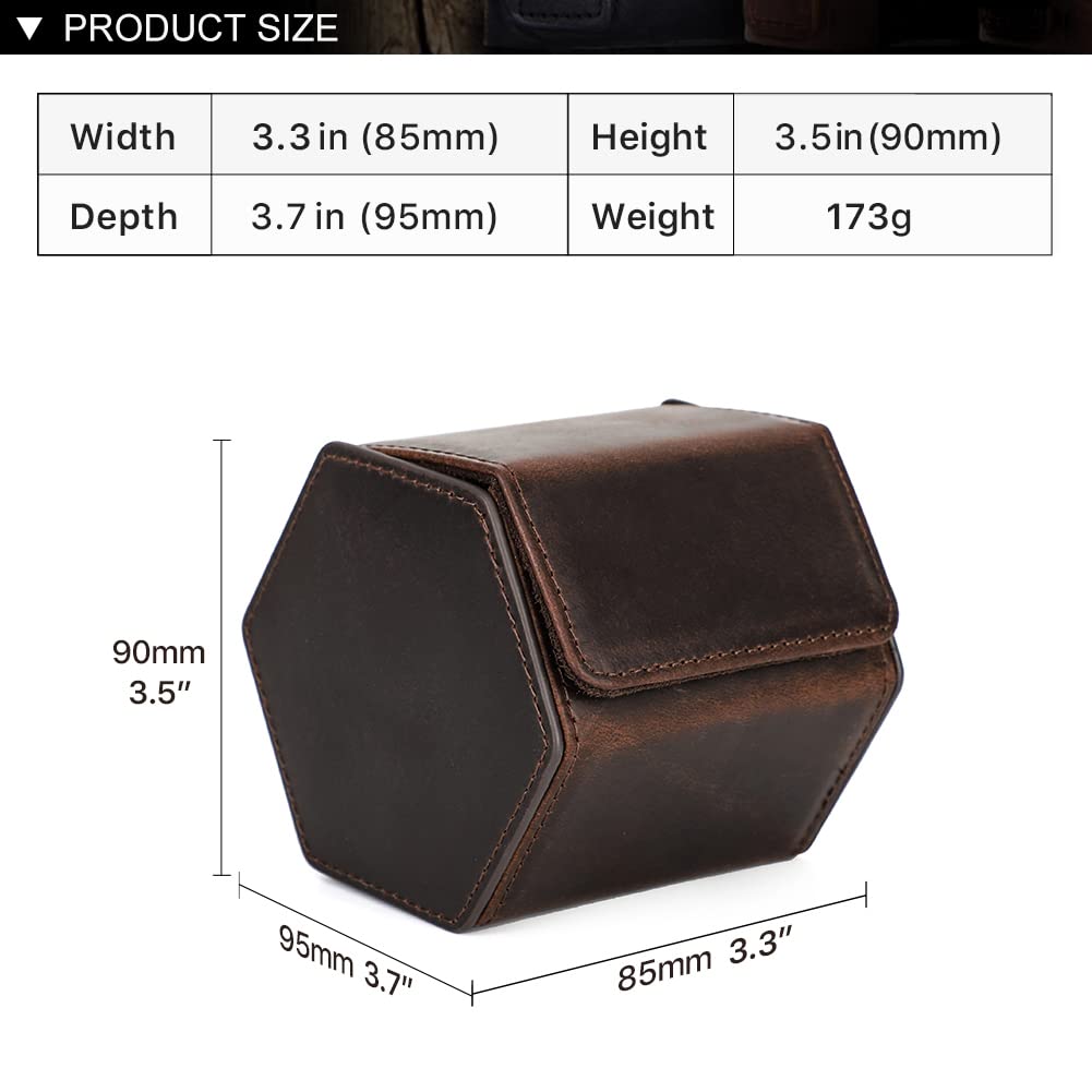 Custodia da Viaggio per Orologi Hiram in Vera Pelle, Esagonale, 1 Astuccio Arrotolabile per Orologi, Scatola Organizer Protettiva per Orologi