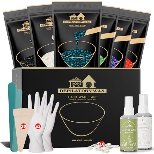 Lifestance Wax Beads Set, 6 Kinds of Waxing Beads, Hard Wax Beans with 44 Items, Perfect for Any Waxing Warmers, Wax Beads for Hair Removal for Full Body Bikini Brazilian Underarm Eyebrow, Face Legs