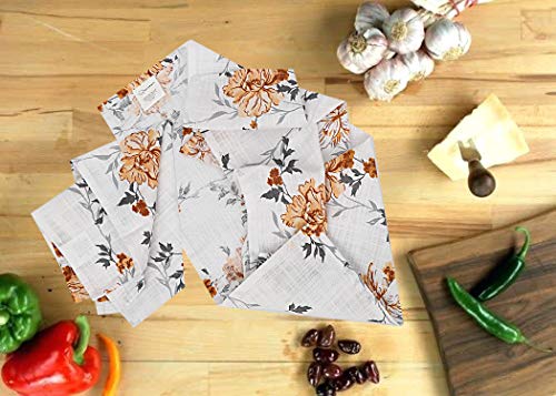 Ruvanti Cloth Napkins 6 Pack 18X18 Inch Dinner Napkins, Soft & Absorbent 100% Cotton Napkins Cloth Washable & Reusable. Linen Napkin For Christmas, Thanksgiving Dinner, Weddings Parties - Grey Floral #TOP5