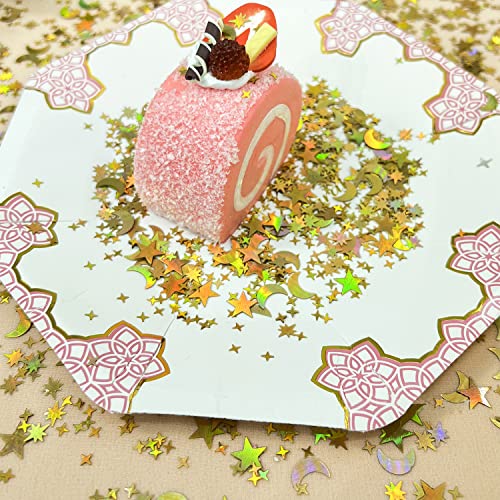 E-Asum 4000 Pieces Holographic Gold Star And Moon Confetti Glitter Star Table Confetti Metallic Foil Stars For Party Wedding Festival Decorations, 60G/ 2.1 Oz #TOP2