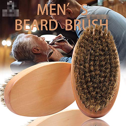 Esowemsn KBD0513 2Pcs Wooden Handle Beard Brush Beard Facial Pocket Brush Comb thumb #1