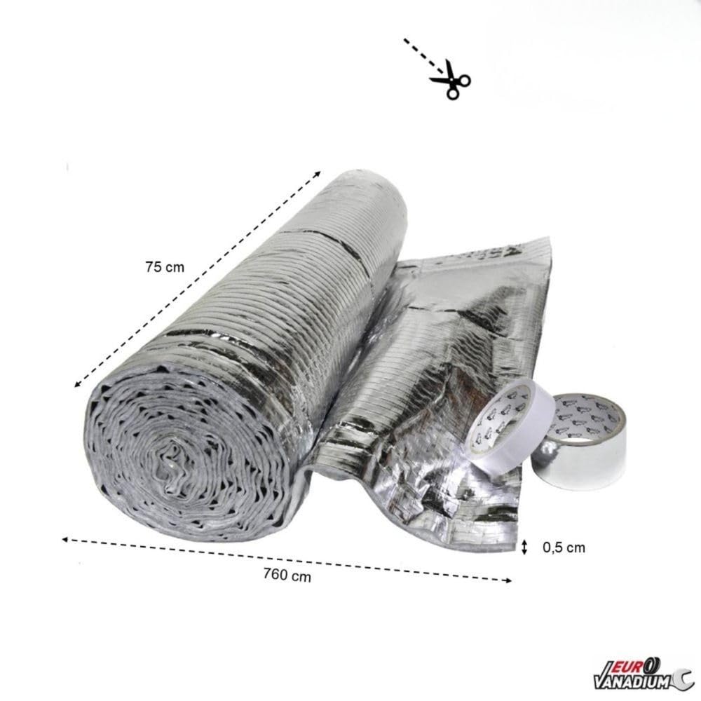 Isolant Porte de Garage, 760 x 75 x 0,5 cm - Isolant Thermique, Qualité Premium - Isolation Thermique, Multicouches, Réflecteurs, Ouate Plus Rubans Adhésifs - Fabriqué en France
