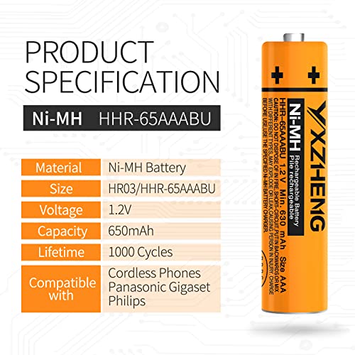 Yxzheng Aaa Battery 8Pcs 1.2V 630Mah Ni-Mh Rechargeable Hhr-65Aaabu For Panasonic Cordless Phone (8X Hhr-65Aaabu) #TOP1