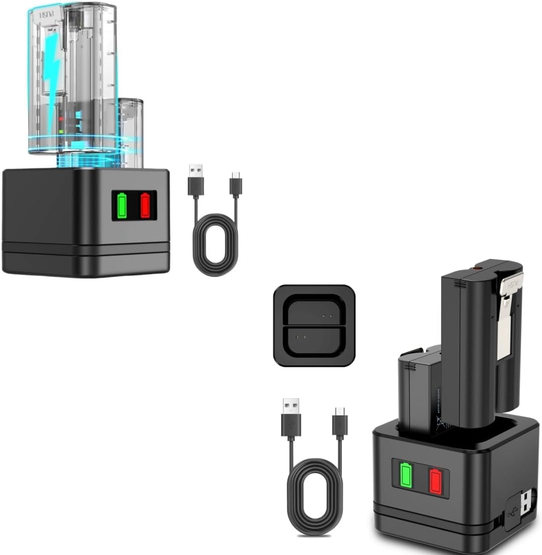 Replacement for Ring Doorbell Battery 2 Pack, 6040mAh Rechargeable Camera Batteries, 2Pack Charger Station