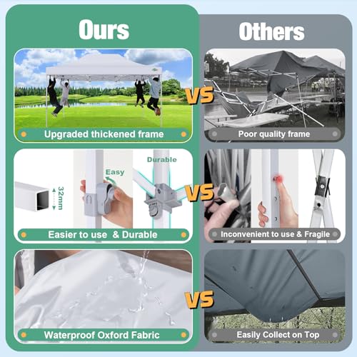 COBIZI Canopy Tent 10x10 Heavy Duty Pop Up Canopy with Sidewalls Waterproof,Easy to Set up Gazebo with Mosquito Netting Outdoor Mesh Screen Tents for Parties Wedding Party with Carry Bag, White by COBIZI - Image 5
