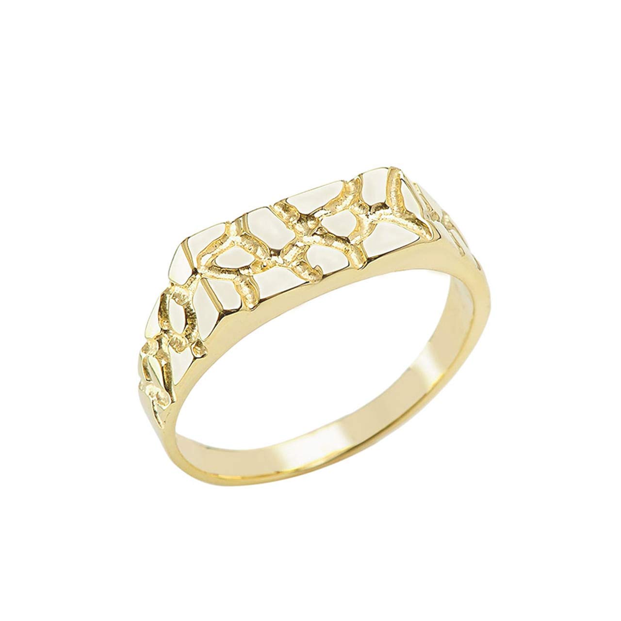 Claddagh Gold Nugget Style Flat Signet Band