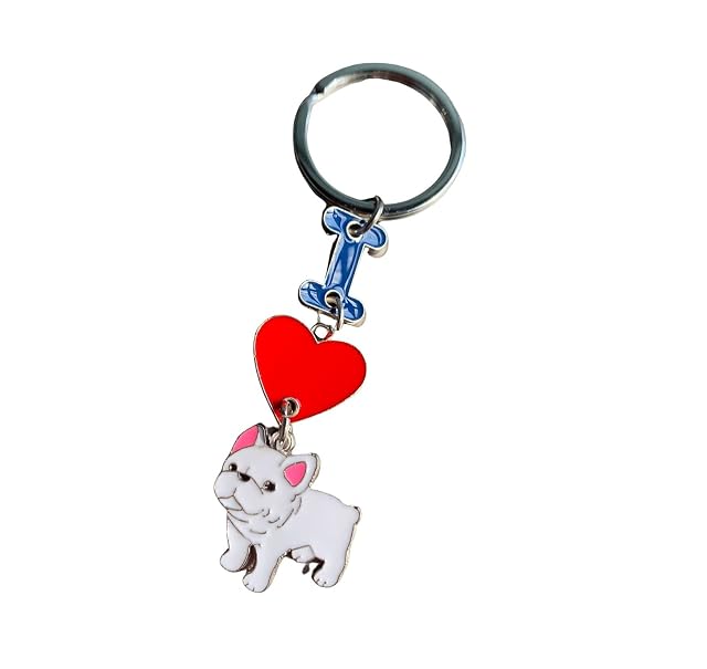 MeiAOBest Llavero con colgante de perro con texto en inglés "I Love Dog"