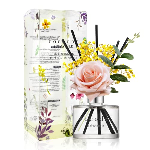 COCODOR Rose Flower Reed Diffuser/Refreshing Air/6.7oz(200ml)/1 Pack/Reed Diffuser, Reed Diffuser Set, Oil Diffuser & Reed Diffuser Sticks, Home Decor & Office Decor, Fragrance and Gifts