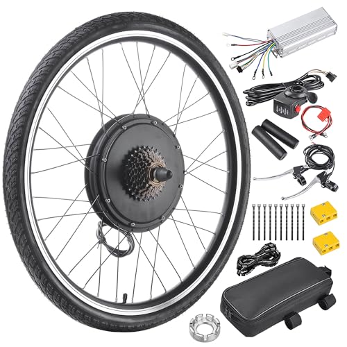 AW Electric Bike Conversion Kit 48V 1000W 26' Rear Wheel E-Bike Dual Mode Controller Thumb Throttle Ebike Wheel Cycling Hub Conversion Kit