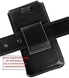 Echt Ledertasche Handytasche Gürteltasche Vertikaltasche Matador in Schwarz/Black BlackBerry KeyOne Magnetverschluss Gürtelschlaufe (Easy Out System) - 5