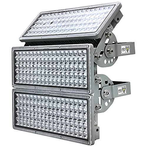 Kekeou 42000LM Stadium Lights Outdoor LED Flood Light 300W 6500K IP67 Waterproof 1500 Watt Equivalent with 3 Adjustable Heads Wider Lighting Angle for Sports Fields and Court
