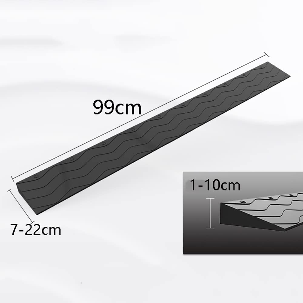 Rampa de goma para silla de ruedas de altura ajustable para escalones de casa/puerta, rampa de 39 pulgadas de ancho con superficie texturizada antideslizante, rampa de movilidad portátil para umbrales