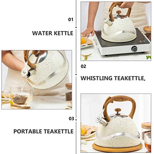 Chaleira de aço inoxidável Cabilock com cabo de madeira à prova de calor 3,5 l