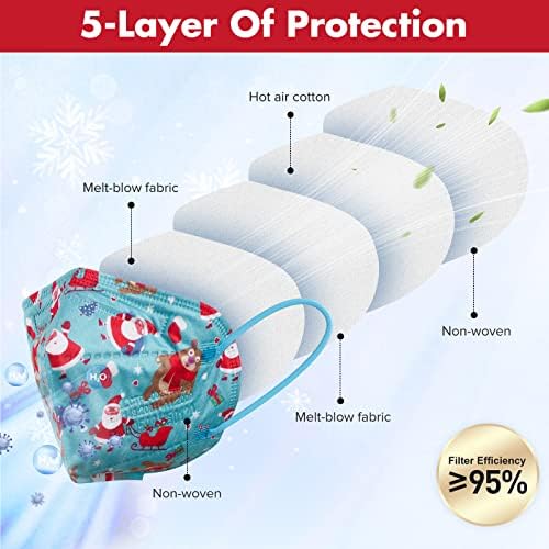 Nufasion 20pcs Christmas FFP2 Face Mask, CE Certified KN95 Mask 5-Layer Filtration Rate Over 94% Protective FFP2 Mask Individually Packaged Face Mask High Filter Respirator Mask For Adults&Teens