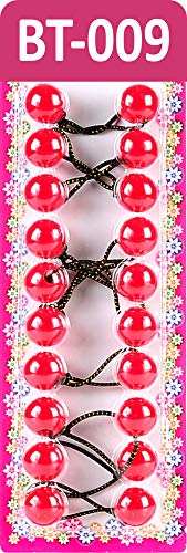 Tara Girls Twinbead Bubble Ball Ponytail Elastics 10 Pieces Selection (RED)