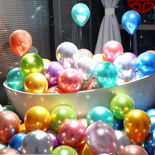 300 Pack Metallic Balloons 12 Inch Chrome Shiny Assorted Colors Latex Rainbow Bulk Balloon 12 Kinds Colorful for Birthday Wedding Bridal Baby Shower Supplies Party Decorations by BAOKUANHU - Image 5