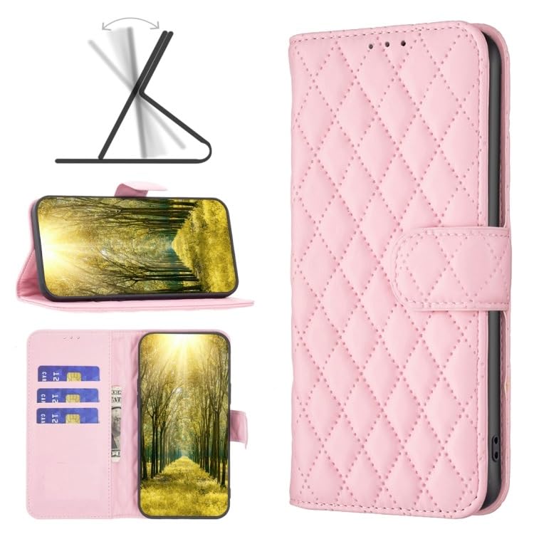 Image of ClickCase for Redmi Note 15 Pro 5G Puffer Bubbly Soft Faux Leather Back Case Magnetic Wallet Flip Cover for Redmi Note 15 Pro 5G (English Pink)