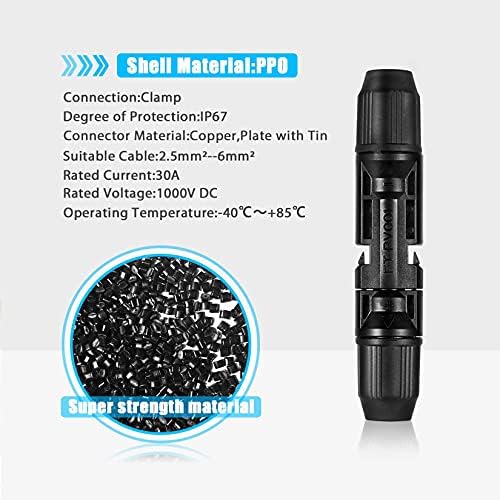 TRAMILY Male/Female Solar Panel Cable Connectors Waterproof IP67 for Photovoltaic Solar System (5 Pairs)
