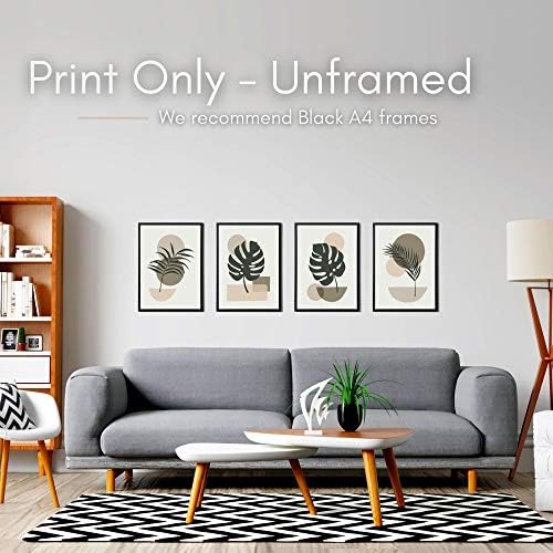 Minimalist Abstract Wall Art Set of 4 - Modern Home Decor Abstract Prints Collection Perfect For Bathroom Bedroom or Living Room (Unframed) A4 Size of 4 - Modern Home Decor Abstract Print