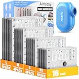 Airlocky Travel Vacuum Storage Bags with Pump, 16 Pack Carry-on Compression Packing Bags + Portable Electric Pump, 80% Space Saver of Clothes, Vacuum Seal Bags for Clothing Travel Luggage