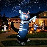 RHFJAKA Halloween Inflatables Animated Black Cat with Shakable Head, Outdoor Decorations Blow Up Yard Decor with Built-in LEDs for Indoor Party Garden Lawn Decor
