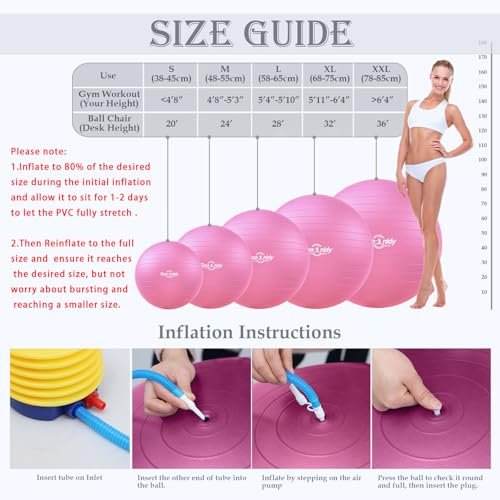Image of Soft Exercise Ball, Yoga Pregnancy Ball Chair, Pilates Equipment with Pump | Anti-Burst Supports 2200lb for Workout Medicine Birthing Physical Therapy Stability Excersing Birth Swiss Fitness Gym