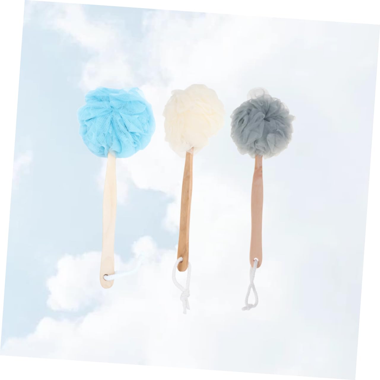 Healeved 3 Piezas Toalla de baño de bola de baño depurador de espalda de lufa espuma cepillo de esponja de lufa ducha del baño cuerpo bath accesorios para el baño Bambú