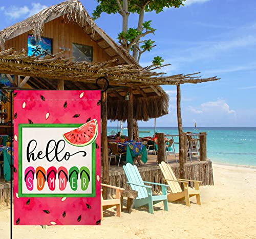 Summer Watermelon Garden Flag 12X18 Vertical Double Sided Colorful Slippers Holiday Outside Decorations Burlap Yard Flag Bw334 #TOP1