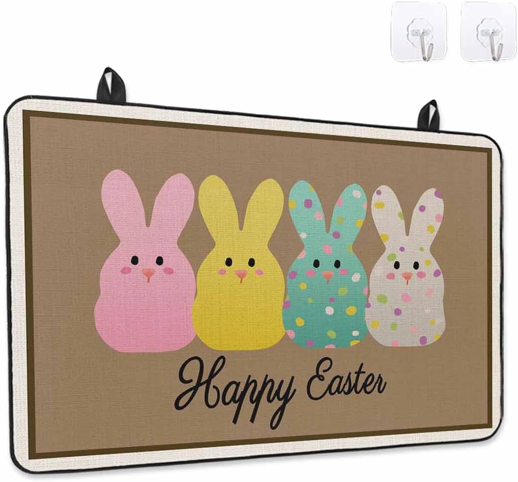 Easter Stove Top Cover for Electric Stove, Colorful Bunny Spring Cartoon Cute Rabbits Brown Heat-proof & Non Slip Glass Top Stove Cover Protector, Kitchen Flat Cooktop Rubber Mat 28.5x20.5 Inches