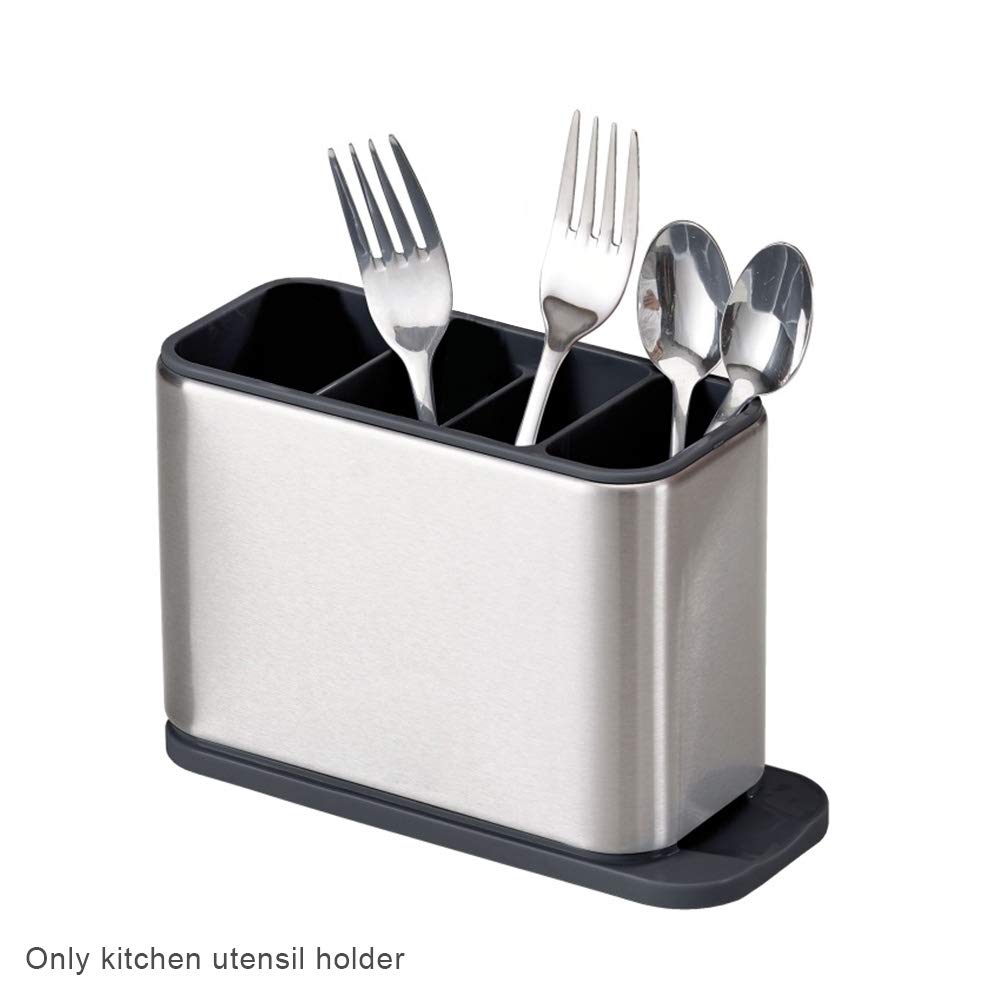 Soporte para utensilios de cocina para encimera, organizador de cubiertos, bandeja antideslizante de goteo de acero inoxidable, escurridor de cubiertos para el hogar, cocina, bandeja de goteo de 4 6