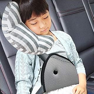 DODYMPS Car Seat Travel Pillow Neck Support Cushion Pad and Seatbelt Adjuster
