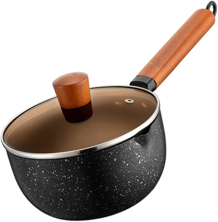 Amosfun Stainless Steel Japanese Milk Pot Household Cooking Saucepan Lid Induction-Compatible Milk Pan for and Noodle Preparation