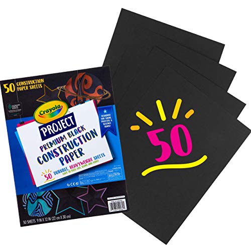 Crayola Black Construction Paper, Premium Art Supplies, Standard Size, 50 Count #TOP1
