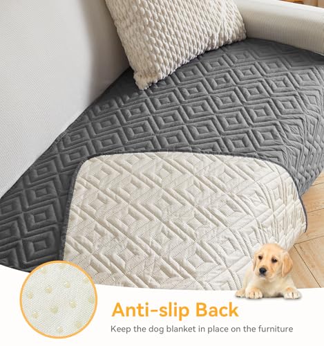 The Fellie wasserdichte Hundedecke, rutschfeste & Waschbare Hundematte, Haustierdecke für Hunde & Katzen, Sofa Schutzdecke gegen Tierhaare & Kratzer, Ideal für Couch, Bett, Autositz (Grau,97×190cm)