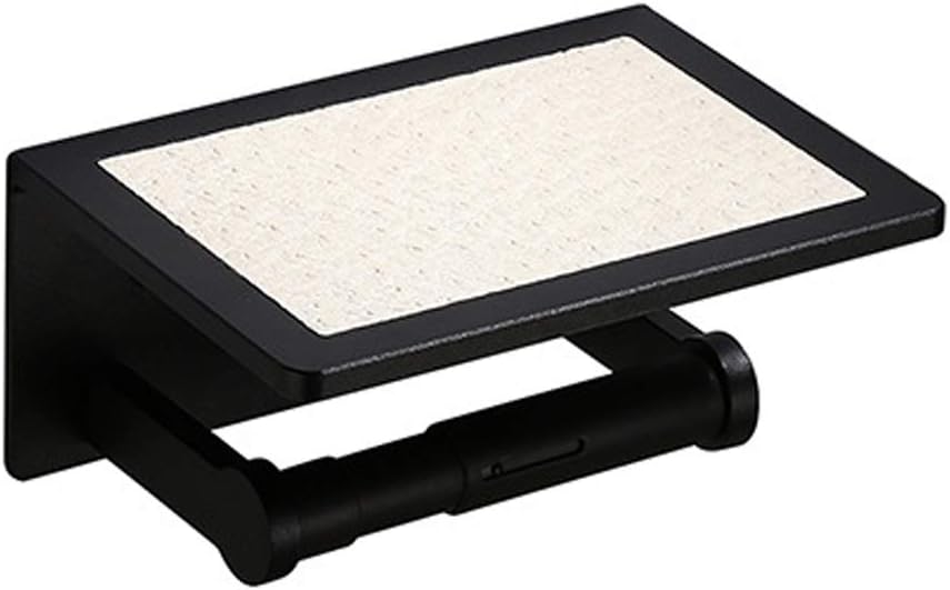 Toilet Paper Holder with Shelf Strong Harmless Space Aluminum Wall Mounted Bathroom Hardware Accessories for Bathroom Hotel,Black