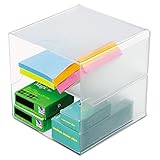 Deflecto Stackable Divided Cube Organizer, Desk and Craft Organizer, Clear, Removable Divider, 6