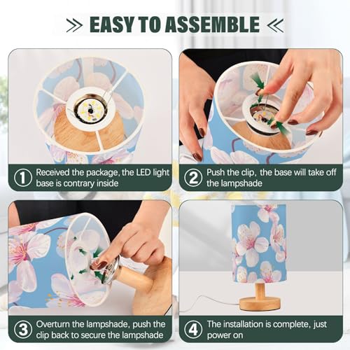 Lámpara de Mesa de Noche LED con USB Azul Floral miniatura 4