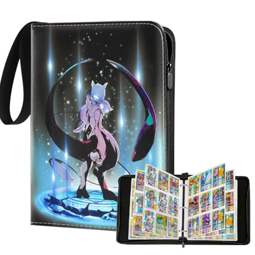 Album Cartas Coleccionables,Card Binder con 50 Páginas,900 Bolsillos,PU Impermeable Alta Definición y Transparente con Cremallera,Para Tarjetas de Tamaño Estándar,Regalo para Niños