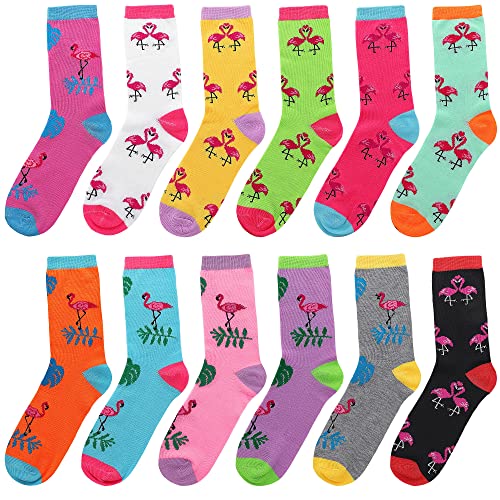 Image of Falari 12 Pairs Women's Cotton Crew Socks Assorted Colors