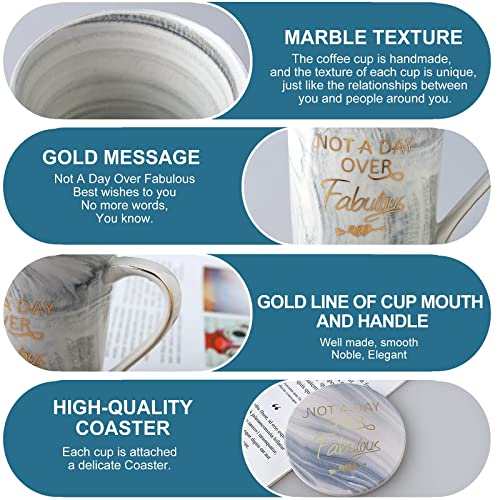 Njcharms Ceramic Marble Coffee Mugs Set With Sayings, Not A Day Over Fabulous Mug, Unique Birthday Gifts For Women - Best Presents Exchange Ideas For Friends Female, Wife, Mom, Sister, 14 Oz, Gray #TOP2