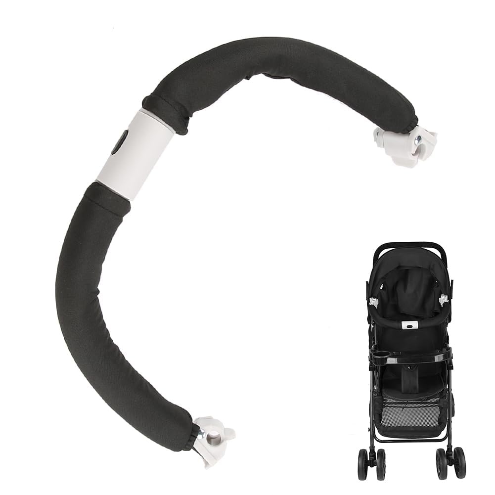 Tiiyee Poignée Accoudoir De Poussette Bébé, Réglable Barre Pare-Chocs Guidon Sécurité Parapluie Extension Garde-Corps Barrière Protection Butoir Amovible Accessoires Tube Ovale(Noir)