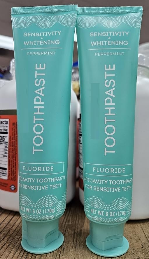 Trader Joe Sensitivity Whitening Peppermint Fluoride Toothpaste 6oz 170g (Two Tubes)