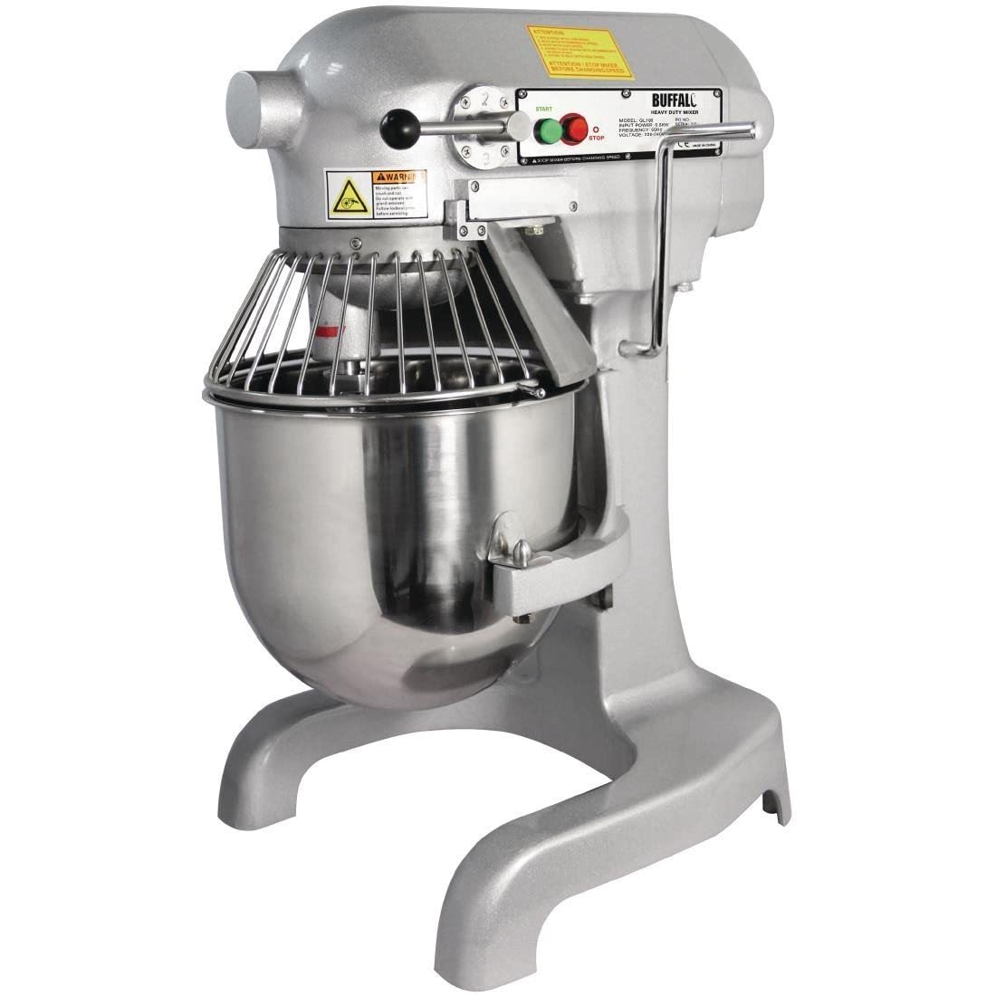 Buffalo Batteur planétaire 550 W, 9 litres, argent, trois vitesses – comprend un fouet, un crochet pétrisseur et un batteur, GL190