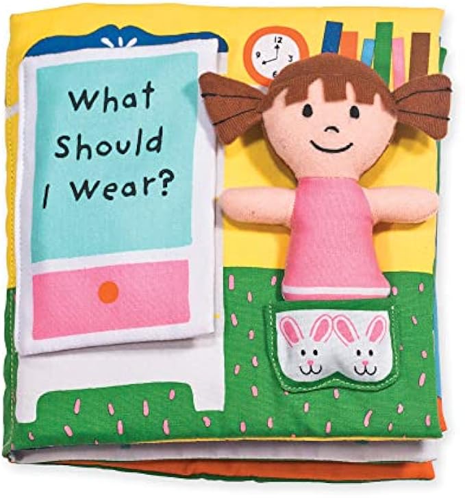 Melissa & Doug Soft Activity Baby Book - What Should I Wear? - Sensory Travel Toys, Dress Up Doll For Babies And Toddlers