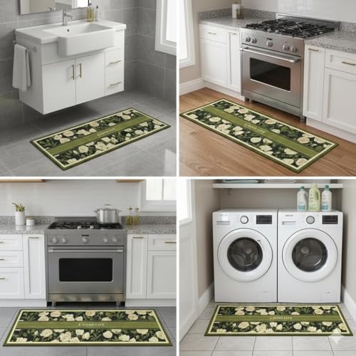 Image of Yagzon Rectangular Kitchen Mats for Floor 2 Piece Set Kitchen Rugs and Mats Non Skid Comfort Kitchen Standing Mat for Bedroom Laundry Room (Color 3)