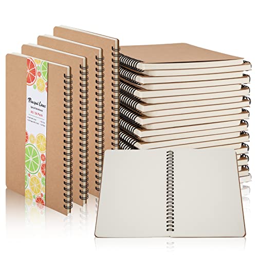 24 Pack Unlined Spiral Notebook- A5 Sketch Book, Blank Journal, Unlined Notebook, Soft Cover Kraft Drawing Book For Students, Artist, Diary Planner, Office Supplies, School Supplies- 60 Sheets 120 Blank Pages- 8.2 X 5.8 Inches (Brown) #TOP7