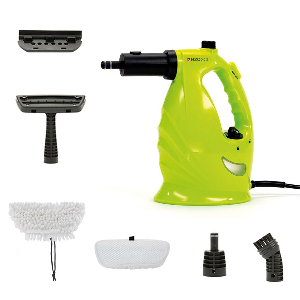 H2O XCL Limpiador a vapor de mano: sistema multifuncional y versátil para suelos, alfombras, ventanas, tapizados, cocinas y baños