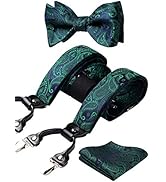 HISDERN Paisley Bretelle per uomo con molto forte 6 clip Bretelle Heavy Duty Bretelle regolabili ...