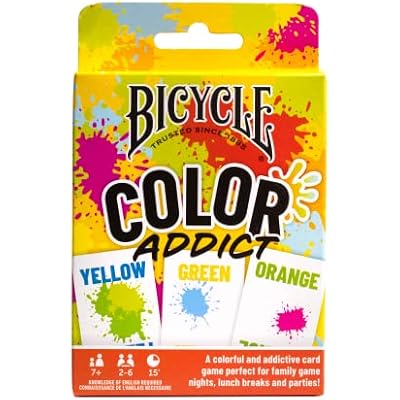 Bicycle Color Addict Matching Family Card Game, Up to 6 Players (Ages 7 and Up), Yellow