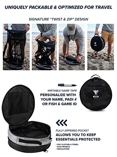 Rogue Endeavor Heavy Duty Mesh Dive Bag For Scuba Diving, Snorkeling, Swimming, Beach And Travel. Quick Rinse Design. Water-Proof Pocket, Collapsible, Marine-Grade Materials (Black) #TOP3